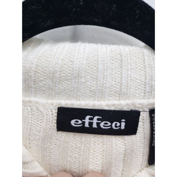 Effeci Womens Sweater Jacket Size Large Ivory Zip Up Front Long Sleeve Quilted - Picture 5 of 8